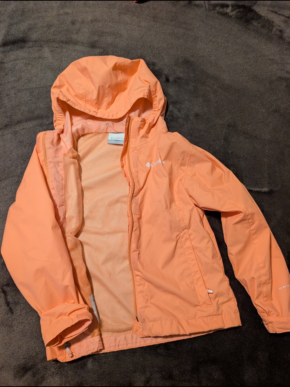Columbia Girls' Peach Hooded Rain Jacket